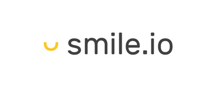 Logo of Smile.io featuring a stylized smiley face and the text 'smile.io' in gray and yellow.