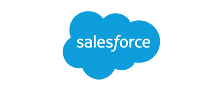 Salesforce logo featuring a cloud shape with 'salesforce' written in blue.